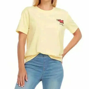 ❤️ NWT Keith Haring Yellow  T-shirt Small Short Sleeved Crewneck Cotton Blend